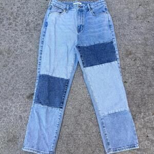 PacSun Patchwork Light and Dark Blue Denim Jeans 100% Cotton